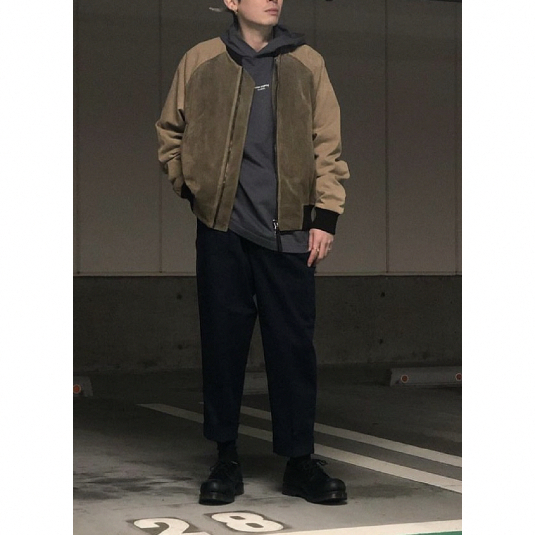 メンズAcne Studios スエードボンバージャケット コットンツイルパネル