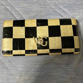 ヴェルサーチ(VERSACE)のヴェルサーチ　Versace 長財布　チェック　黒　金　ゴールド　レトロ(財布)