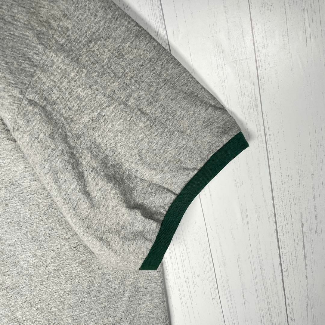 ビンテージ 半袖 リンガーTシャツ プリントロゴ 良配色 グレー 緑