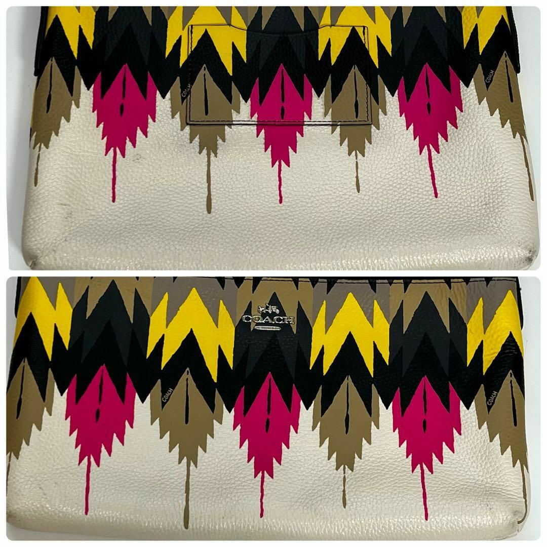 【美品】 COACH ショルダーバッグ レザー マルチカラー 総柄 チマヨ柄 9