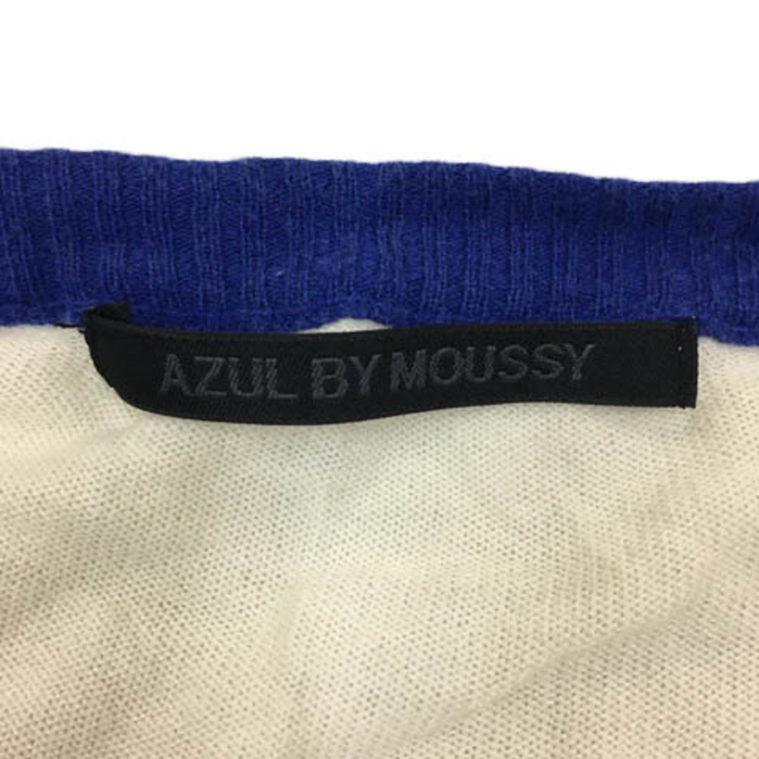 AZUL by moussy(アズールバイマウジー)のアズールバイマウジー カーディガン ニット ボーダー 薄手 長袖 F 白 青 レディースのトップス(カーディガン)の商品写真