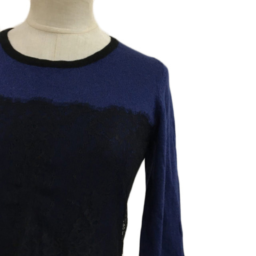 INED(イネド)のイネド セーター ニット ウール ナイロン レース 長袖 7 青 黒 レディースのトップス(ニット/セーター)の商品写真