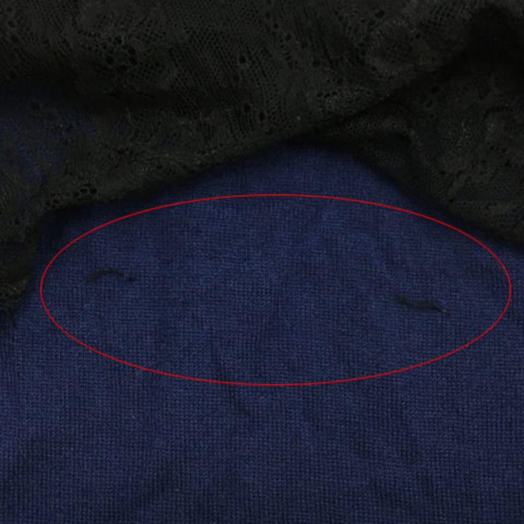 INED(イネド)のイネド セーター ニット ウール ナイロン レース 長袖 7 青 黒 レディースのトップス(ニット/セーター)の商品写真