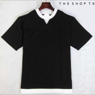 ザショップティーケー(THE SHOP TK)の【THE SHOP TK/タケオキクチ】キーネックフェイクレイヤードカットソー黒(Tシャツ/カットソー(七分/長袖))