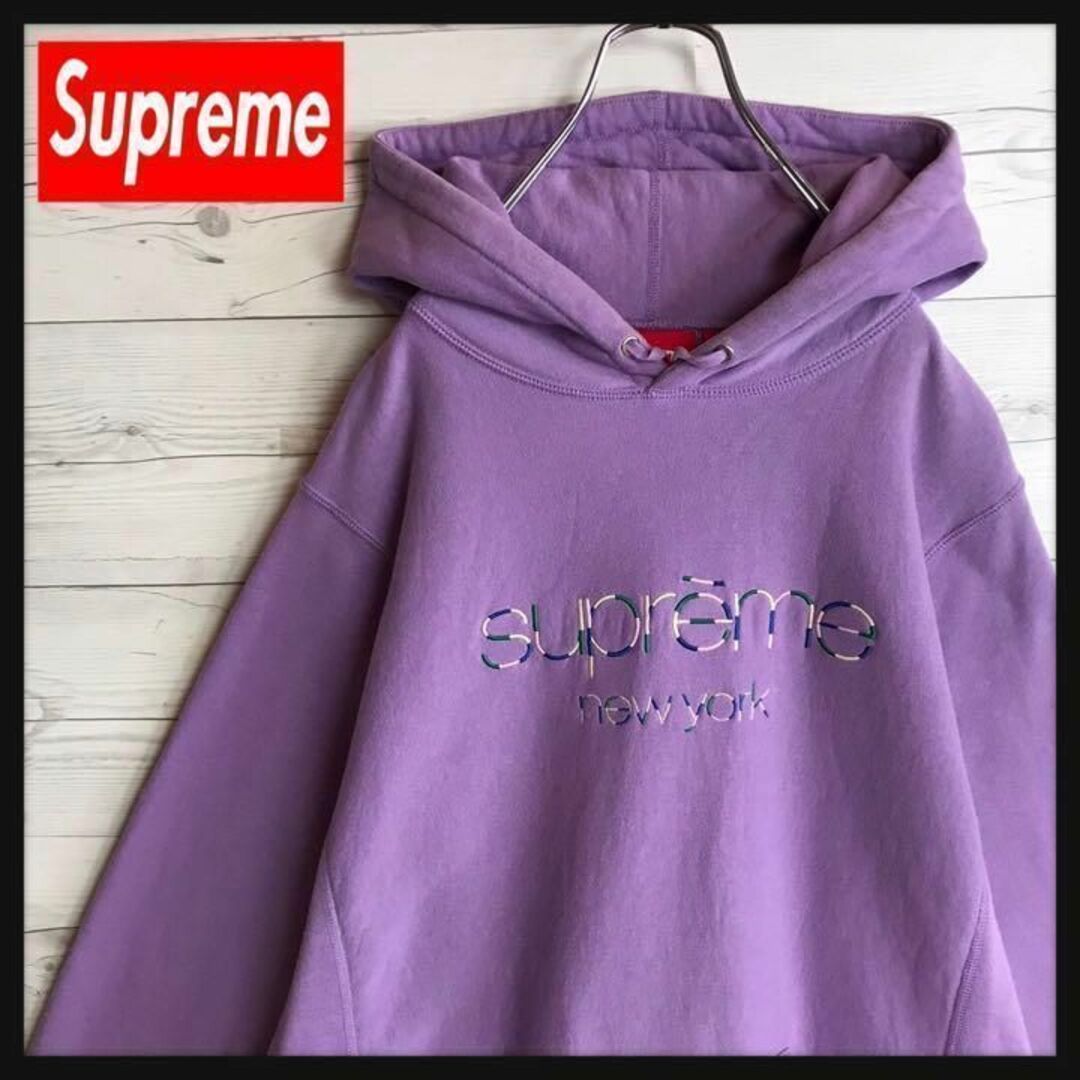 WITHアパレル【即完売モデルL】Supreme 刺繍ロゴ 即完売 超人気 希少 パーカー