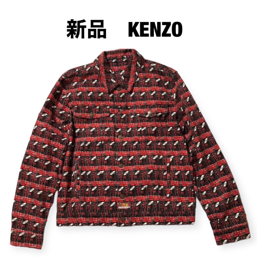 88000円サイズ新品未使用　KENZO ジャケット　Gジャン　デニム　レッド　黄金の竹　Lサイズ