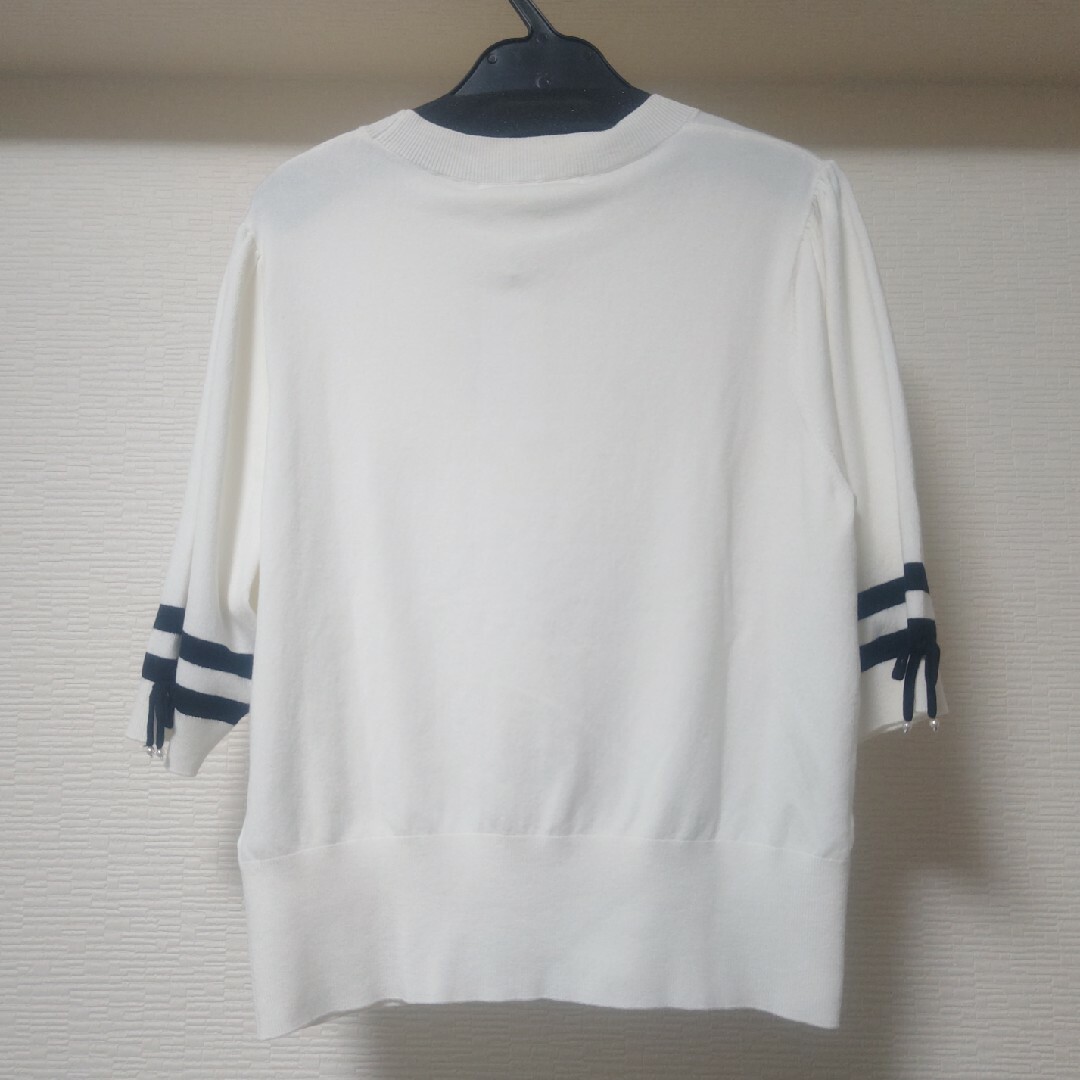 SuperBeauty☆胸元レース花モチーフ付5分袖セーター Size42の通販 by
