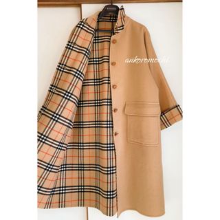 BURBERRY - バーバリー カシミヤ混 金釦 裏地チェック ウール コート