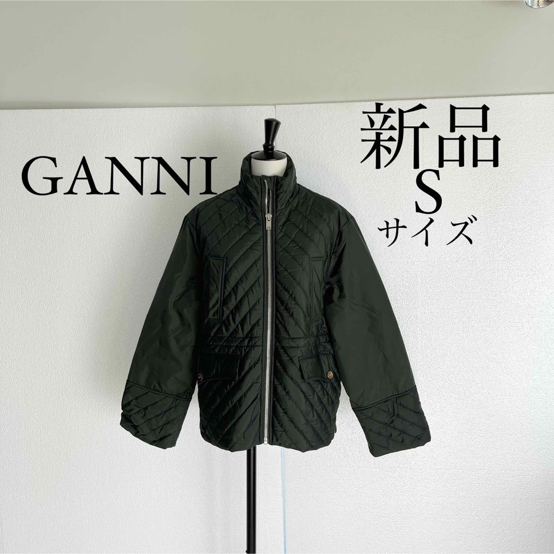 新品 未使用】GANNI ガニー 薄手 ダウン グリーン-
