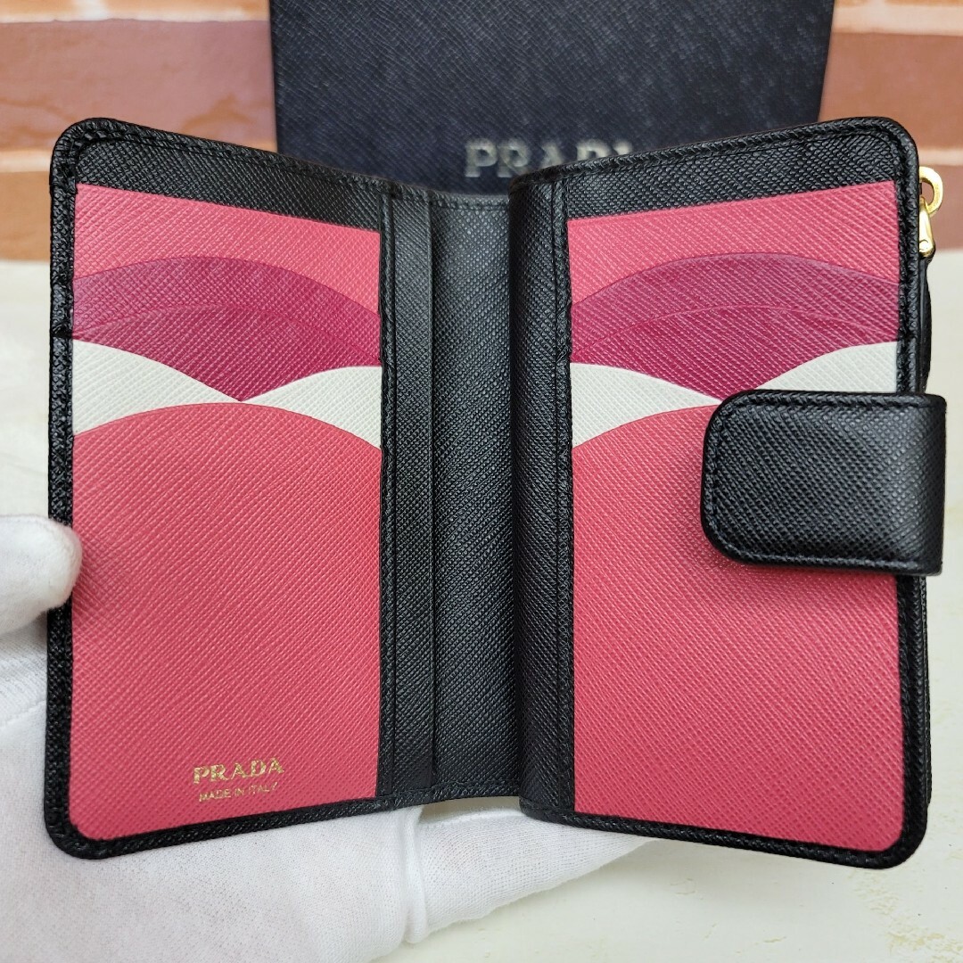 【美品】PRADA プラダ サフィアーノ 財布 1ML225 ブラック 正規品