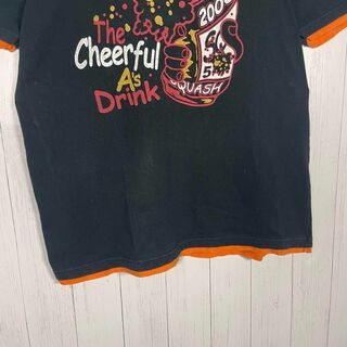 ビンテージ　半袖　リンガーTシャツ　プリント　アメコミ　黒　オレンジ