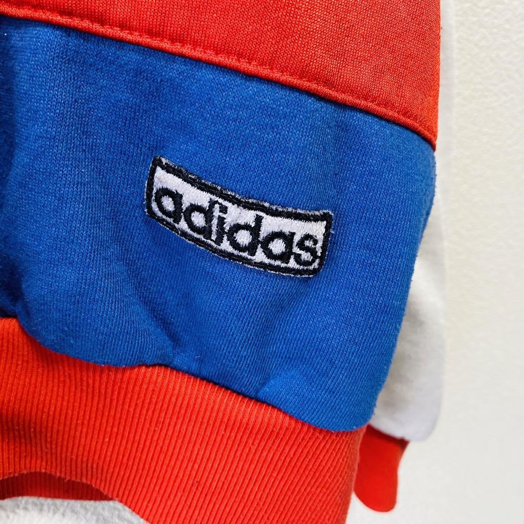 一点物 80年代ビンテージ 銀タグ adidas 切り替え刺繍デカロゴスウェット