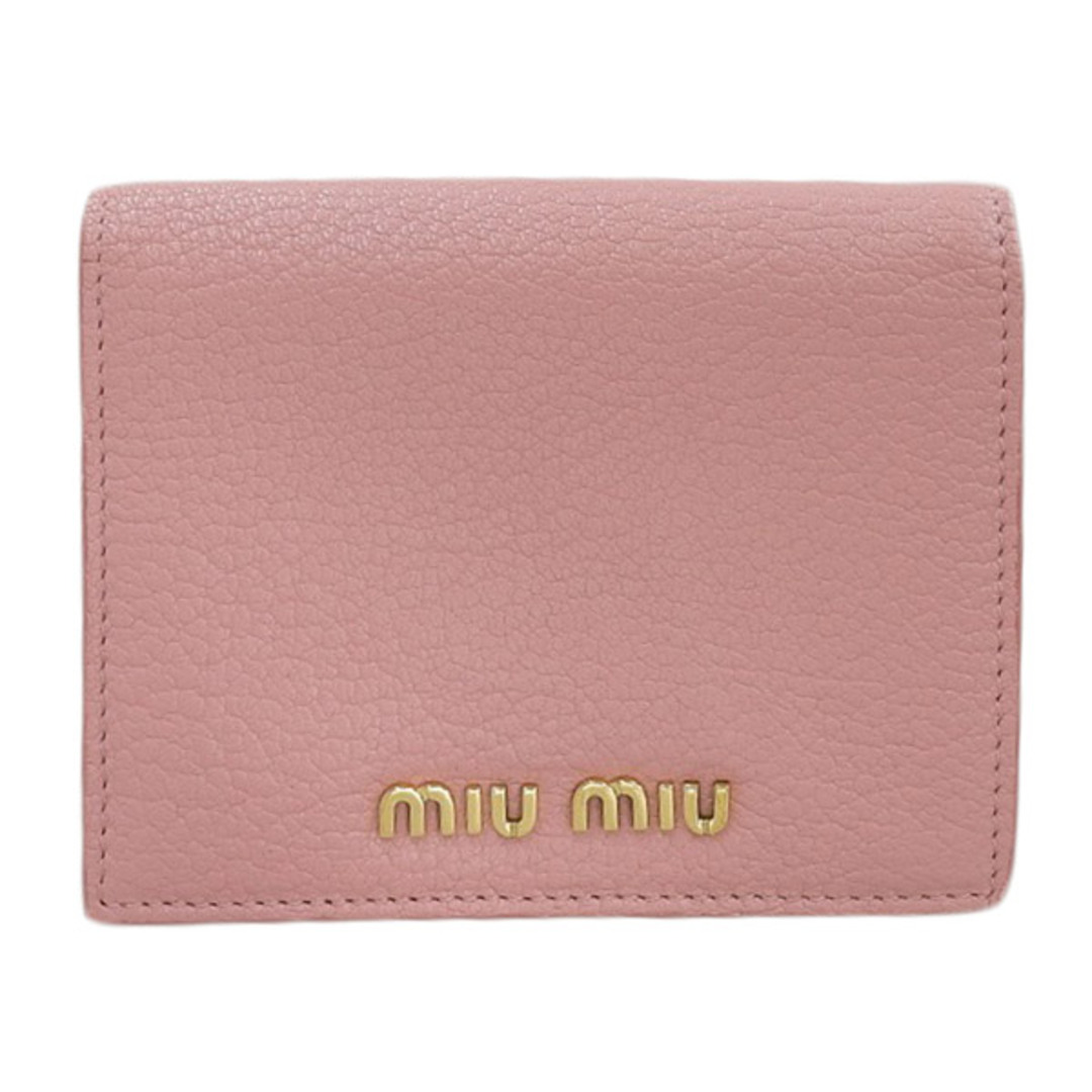 miu miu ミュウミュウ レザー 二つ折り コンパクト財布 ピンク