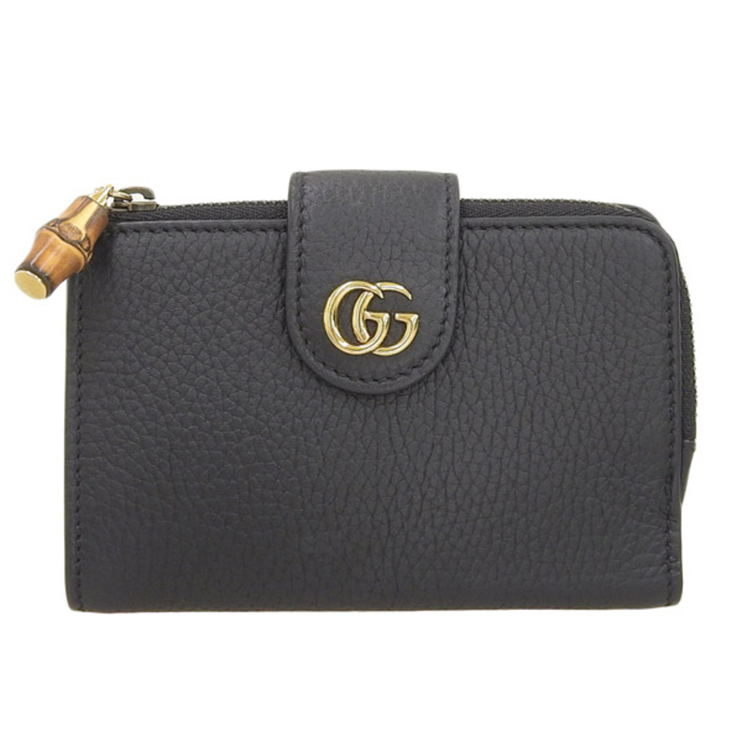 Gucci - 【中古】Gucci グッチ バンブー レザー ダブルG ミディアム