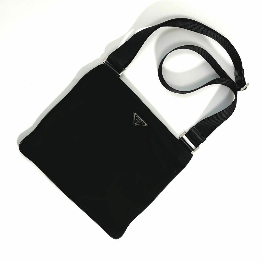 PRADA - 【美品】PRADA ナイロン マチなし ショルダーバッグ ブラック