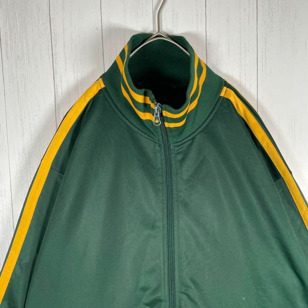 [古着]ビンテージ　トラックジャケット　アームライン　リブデザイン　緑　黄色