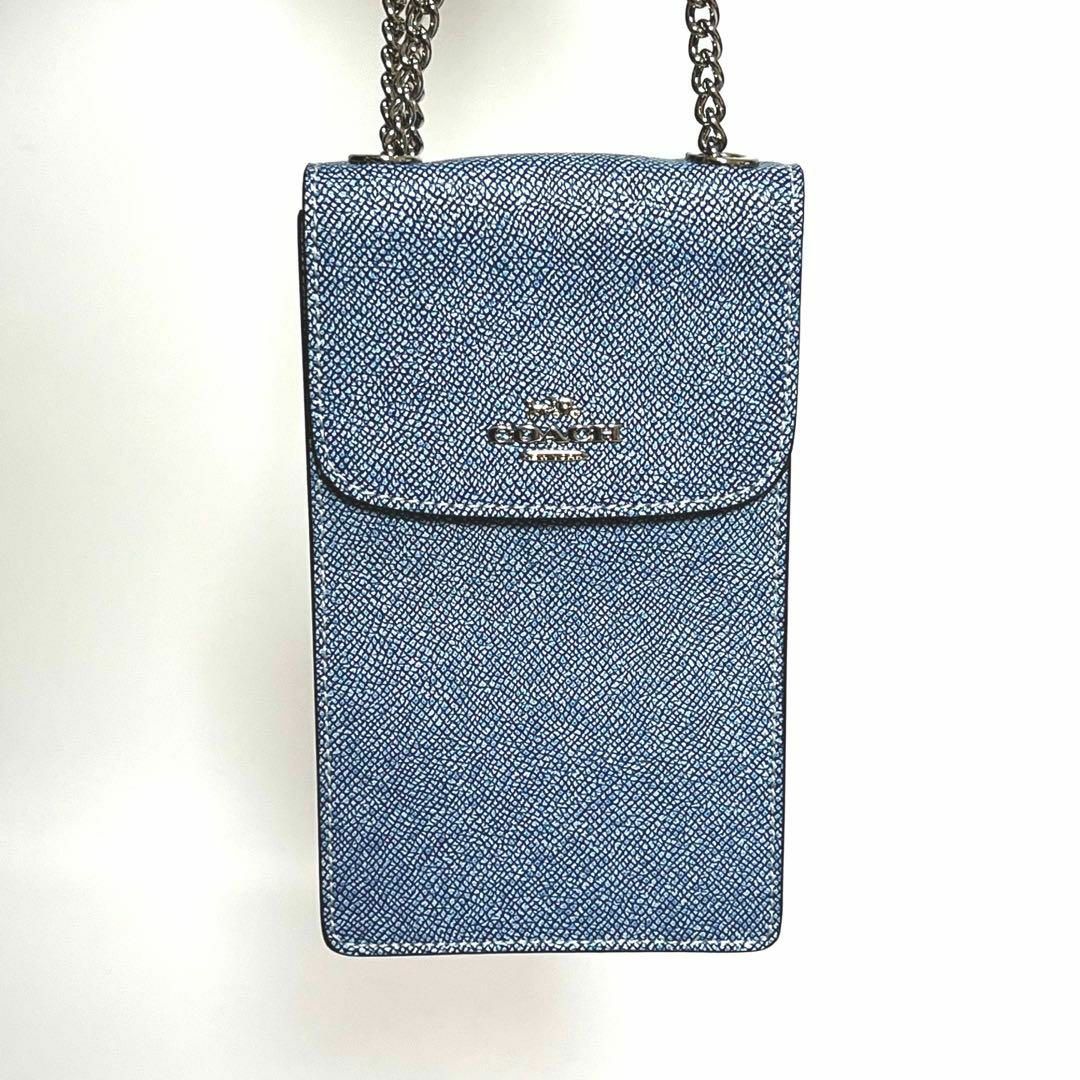 【極美品】 COACH ポーチ スマホポーチ チェーンショルダーバッグ 水色