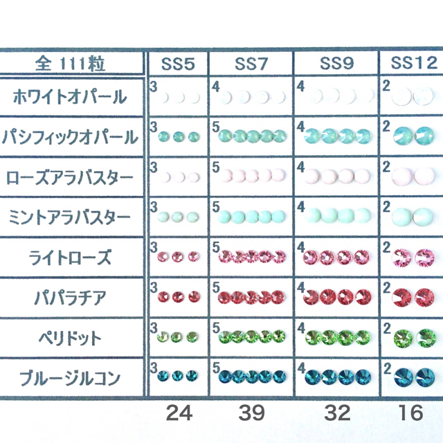 SWAROVSKI(スワロフスキー)の♤スワロフスキー【ネイルサイズ】ピンク×パープル シアー＋ピンク×グリーンmix コスメ/美容のネイル(デコパーツ)の商品写真