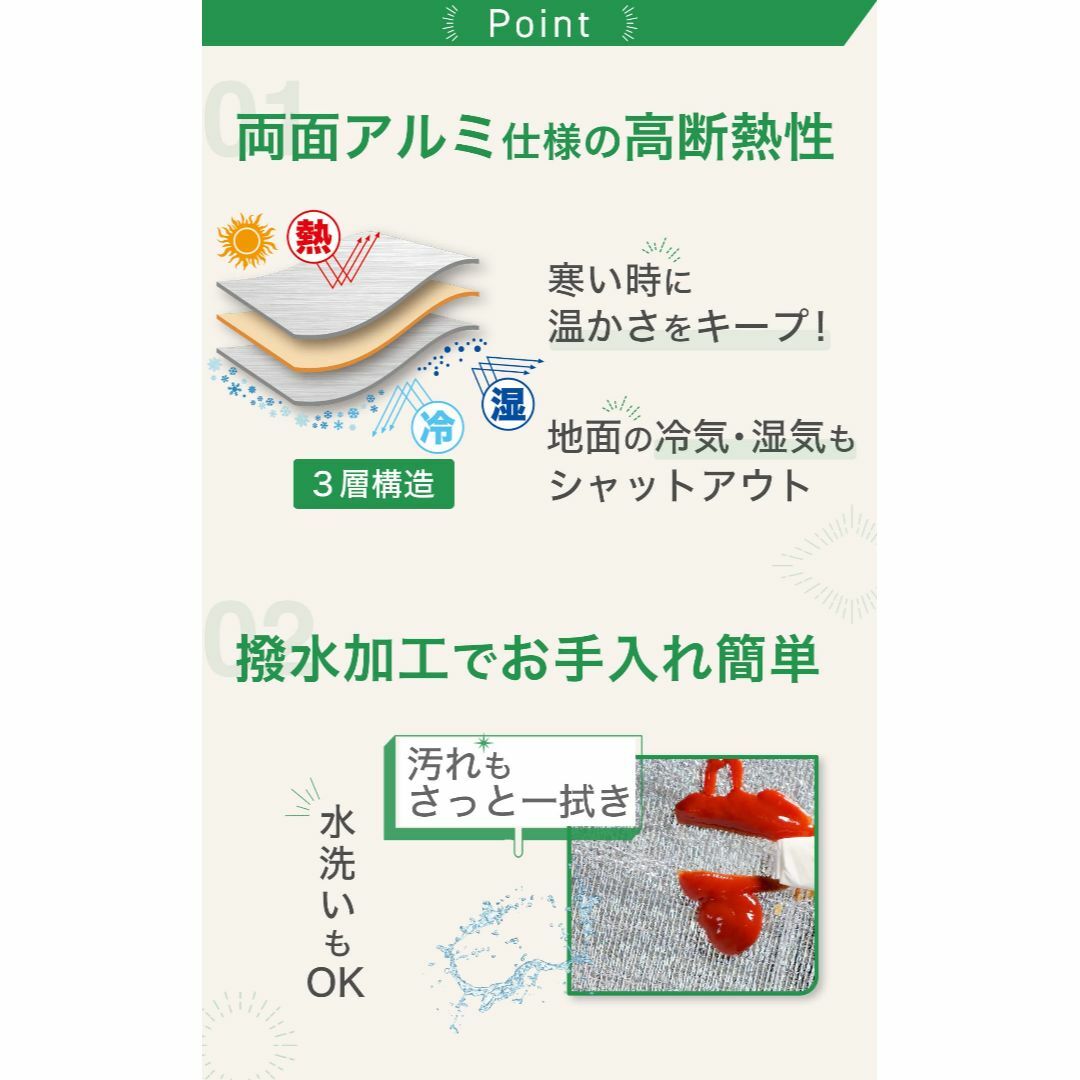 アルミシート で快適な キャンプ 銀マット 厚手 レジャーシート ...