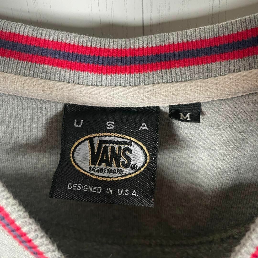 VANS　トレーナー　ワンポイント刺繍　USA製　リブ　90s グレー