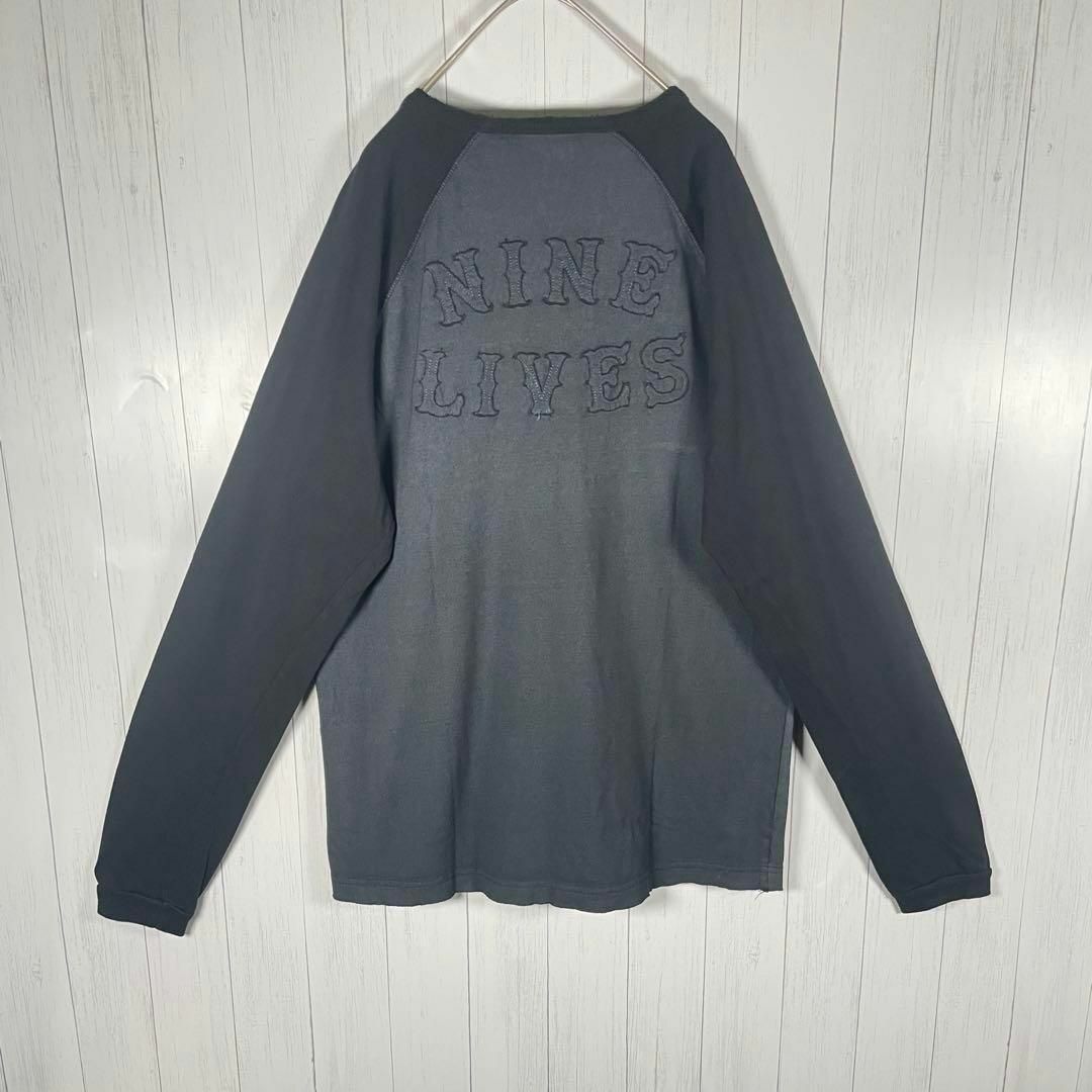 ビンテージ　長袖　Tシャツ　ロンT　バック刺繍　ラグラン　Y2K　黒 7