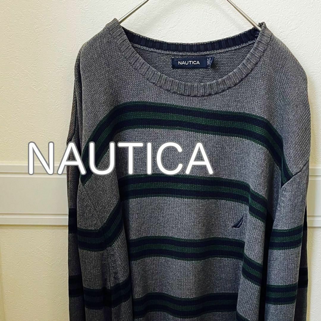 NAUTICA ノーティカ 　ニット　セーター  XL  大きめ　ボーダー