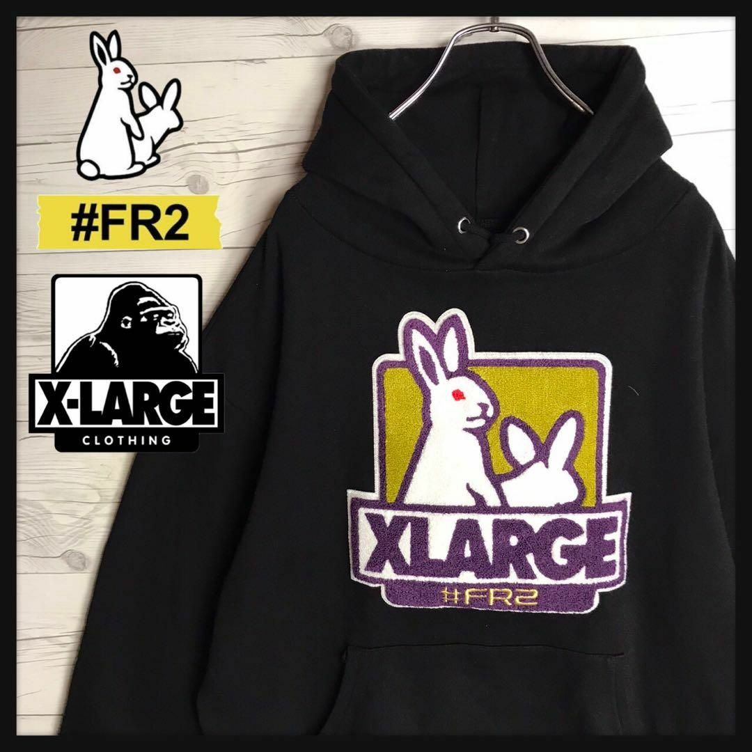 超人気モデル】FR2 XLARGE 限定コラボ 入手困難 パーカー デカロゴ-