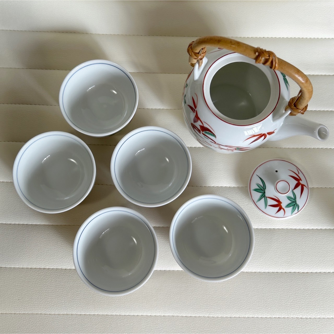 たち吉 - たち吉 茶器揃 急須 湯飲みセット 5客 湯呑み 赤絵 花鳥 色絵