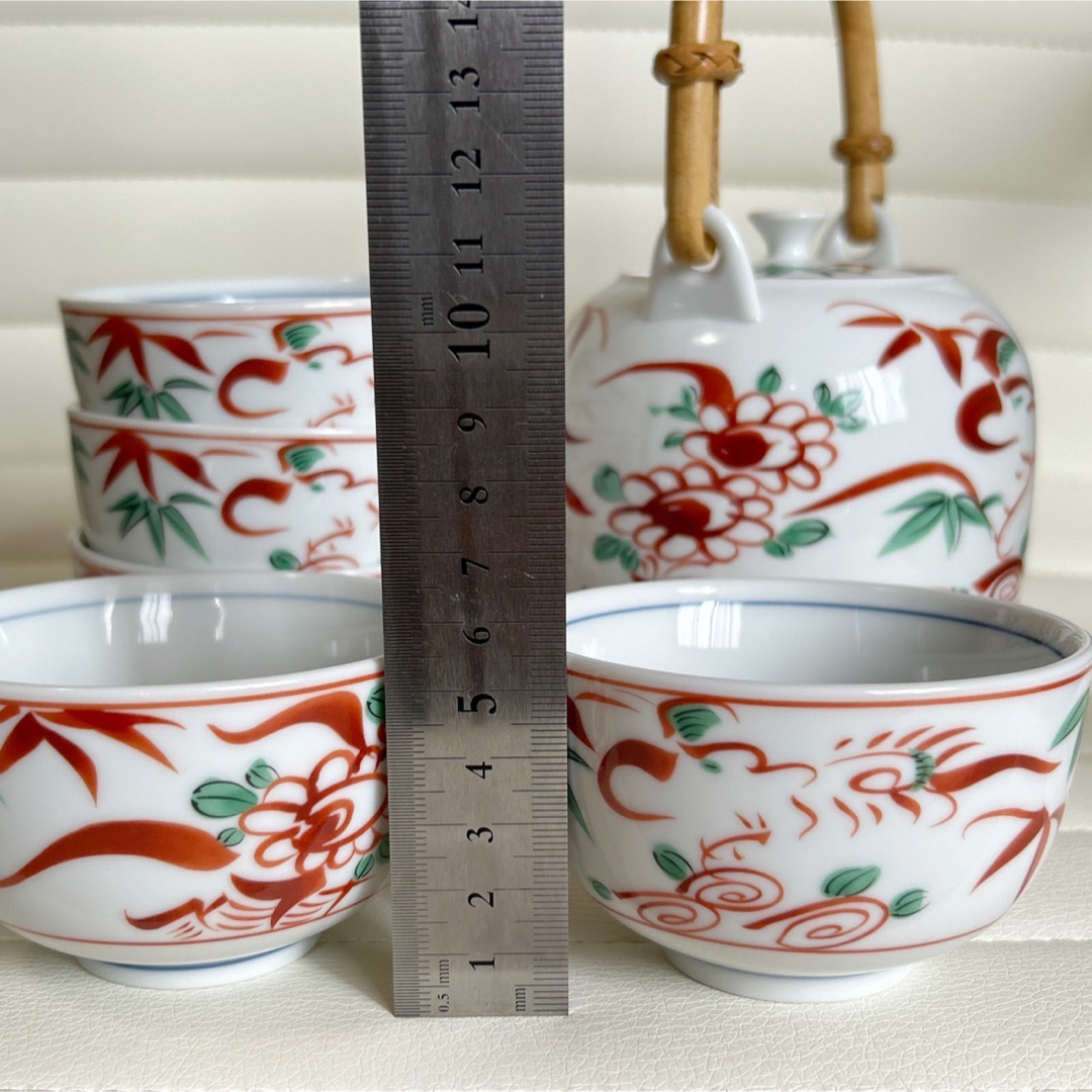 たち吉 - たち吉 茶器揃 急須 湯飲みセット 5客 湯呑み 赤絵 花鳥 色絵
