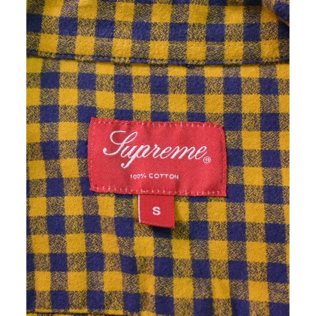 Supreme シュプリーム カジュアルシャツ S 黄x紺(チェック)