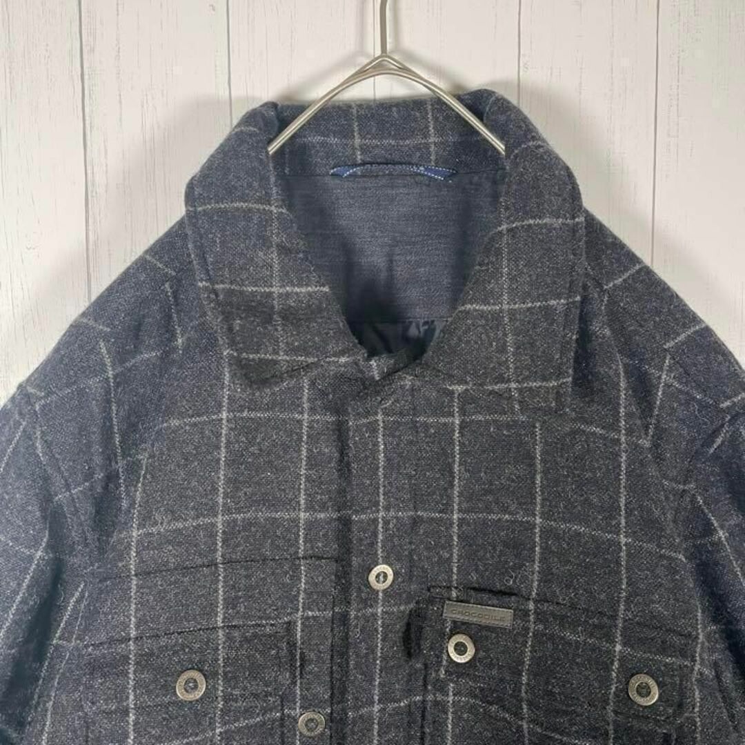 used デザイン シャツ ジャケット XL キルティング チェック レトロ