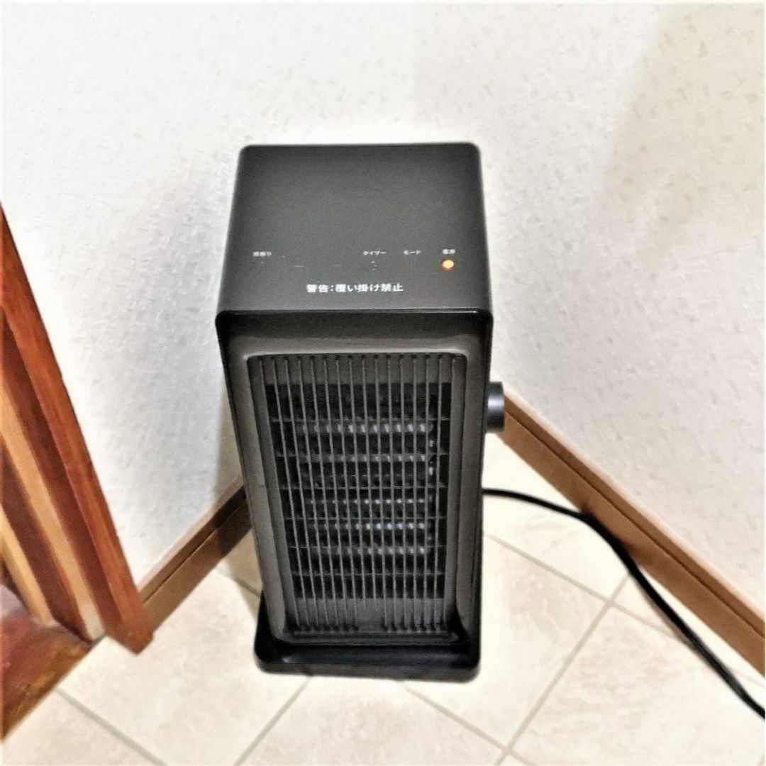シンプルなブラックの2秒速暖セラミックファンヒーター冷暖房/空調