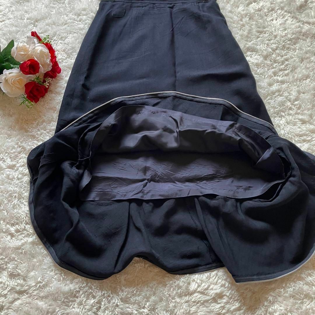 tricot COMME des GARCONS(トリココムデギャルソン)の【希少】トリココムデギャルソン　スカート　フレア　チャックジッパー　黒ネイビーM レディースのスカート(ひざ丈スカート)の商品写真