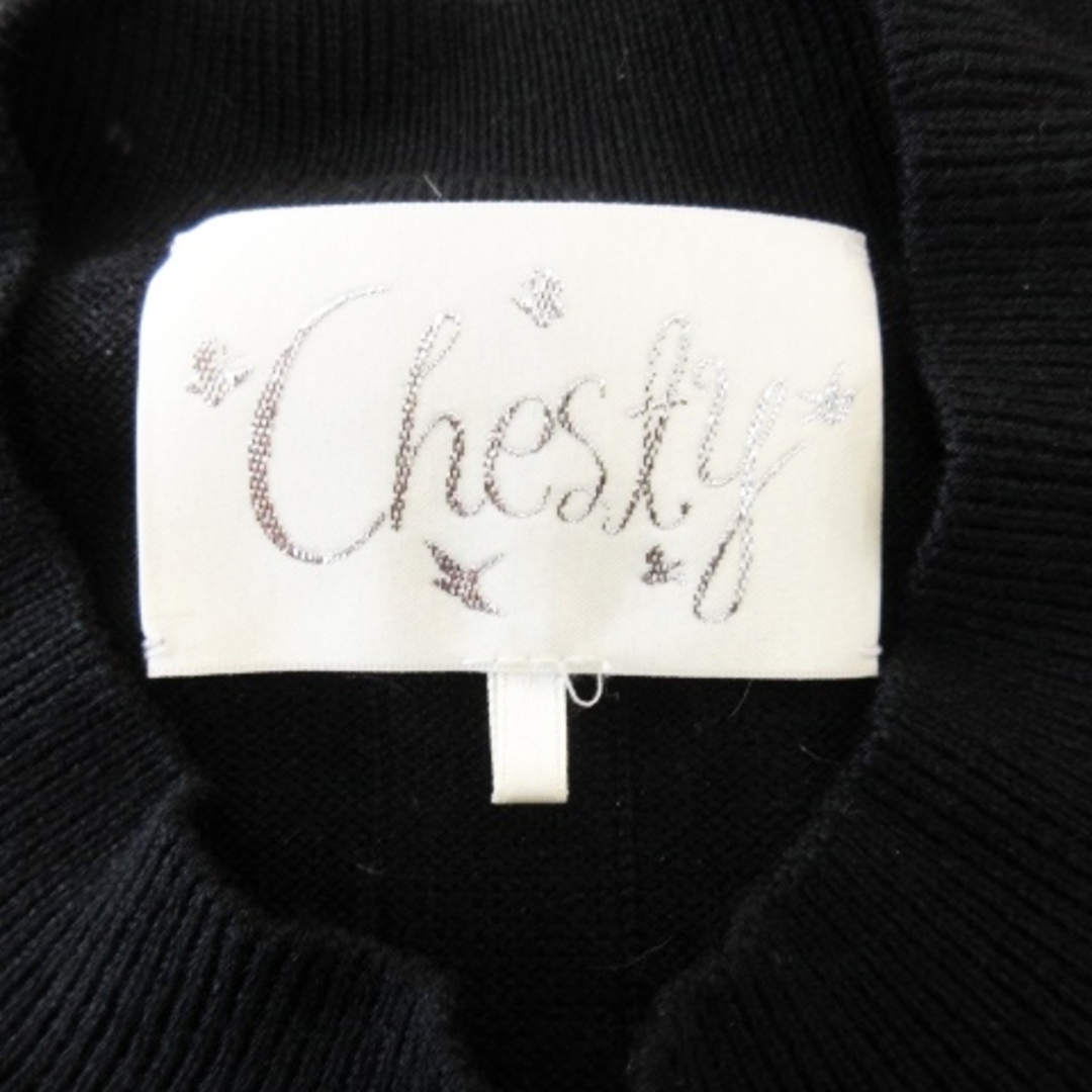 Chesty(チェスティ)のチェスティ ニット セーター 長袖 リボン刺繍 ビジュー リボン F 黒  レディースのトップス(ニット/セーター)の商品写真