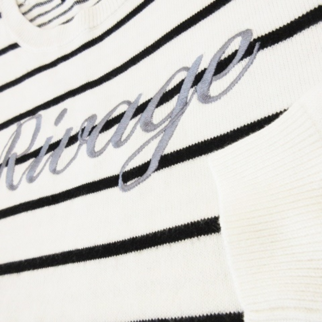 JUSGLITTY(ジャスグリッティー)のジャスグリッティー ニット セーター 長袖 刺繍 切替 ボーダー 2 白 黒 レディースのトップス(ニット/セーター)の商品写真