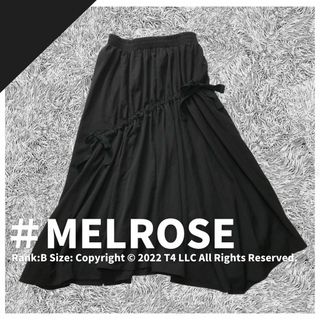 メルローズ(MELROSE)のMELROSE　ロングスカート　黒　リボン　ウエストゴム　秋冬 ✓2280(ロングスカート)