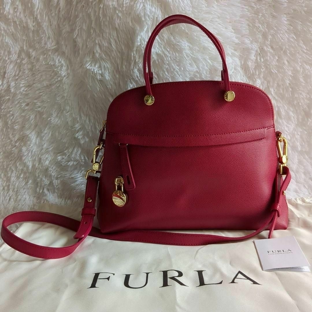 Furla - FURLA パイパー M 2way ショルダー ハンドバッグ マゼンタの+