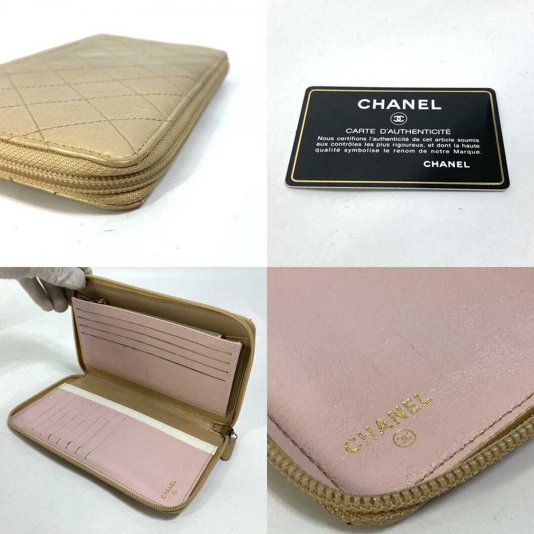 CHANEL(シャネル)のシャネル CHANEL マトラッセ キルティング  ココマーク CC ラウンドファスナー 長財布 カーフスキン ゴールド レディースのファッション小物(財布)の商品写真