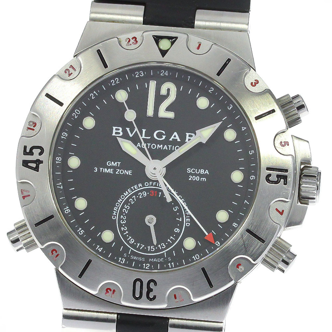 訳あり ブルガリ BVLGARI SD38SGMT ディアゴノ スクーバ GMT デイト 自動巻き メンズ 内箱付き_768321