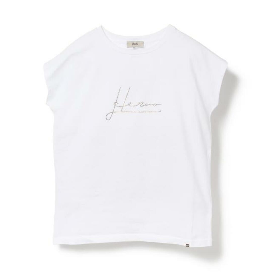 【新品未使用】 HERNO ヘルノ Tシャツ ラインストーン インターロック JG000170D52009 【サイズ38/WHITE】
