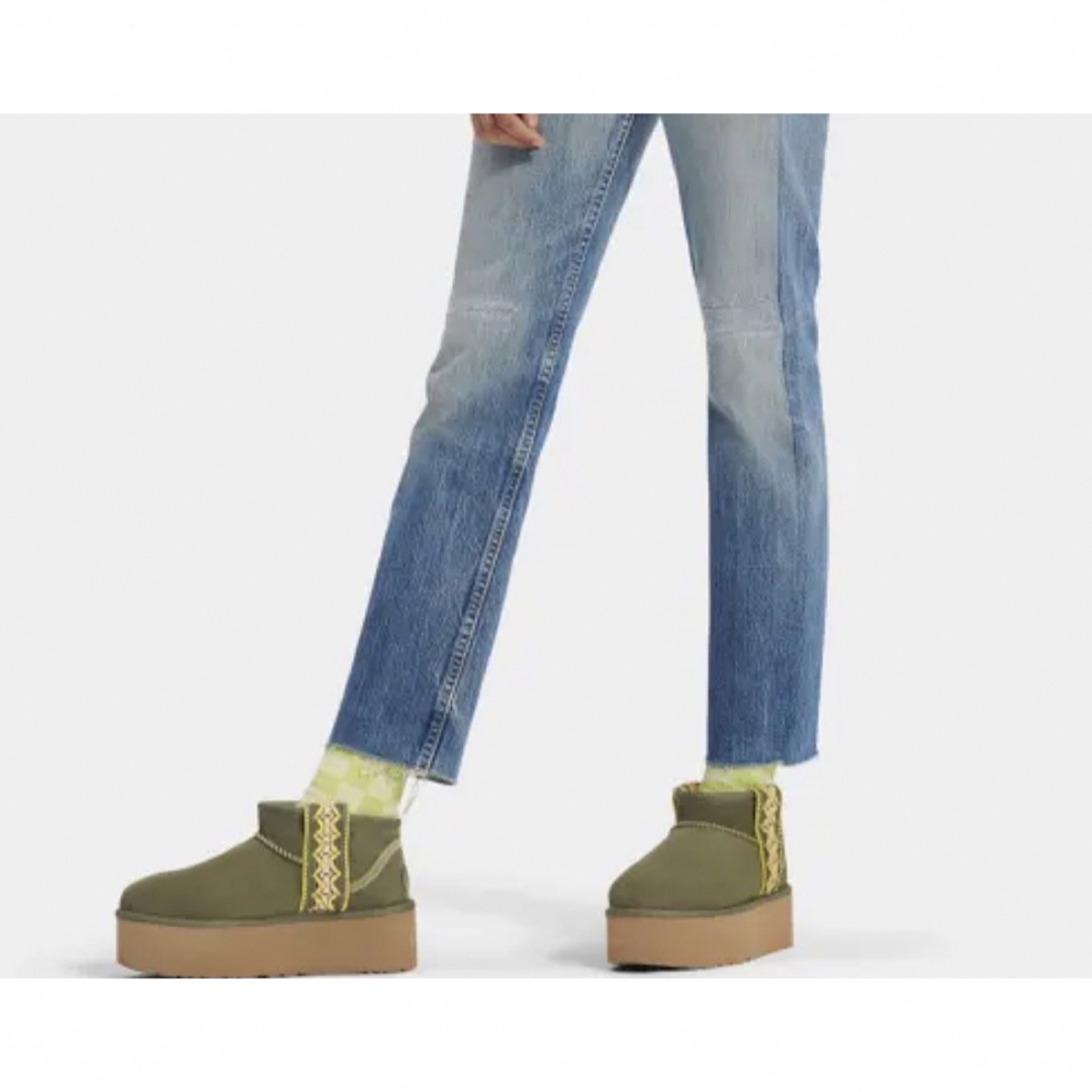 ugg 厚底 クラッシックミニ ウルトラミニ ムートン ブーツ カーキ 緑