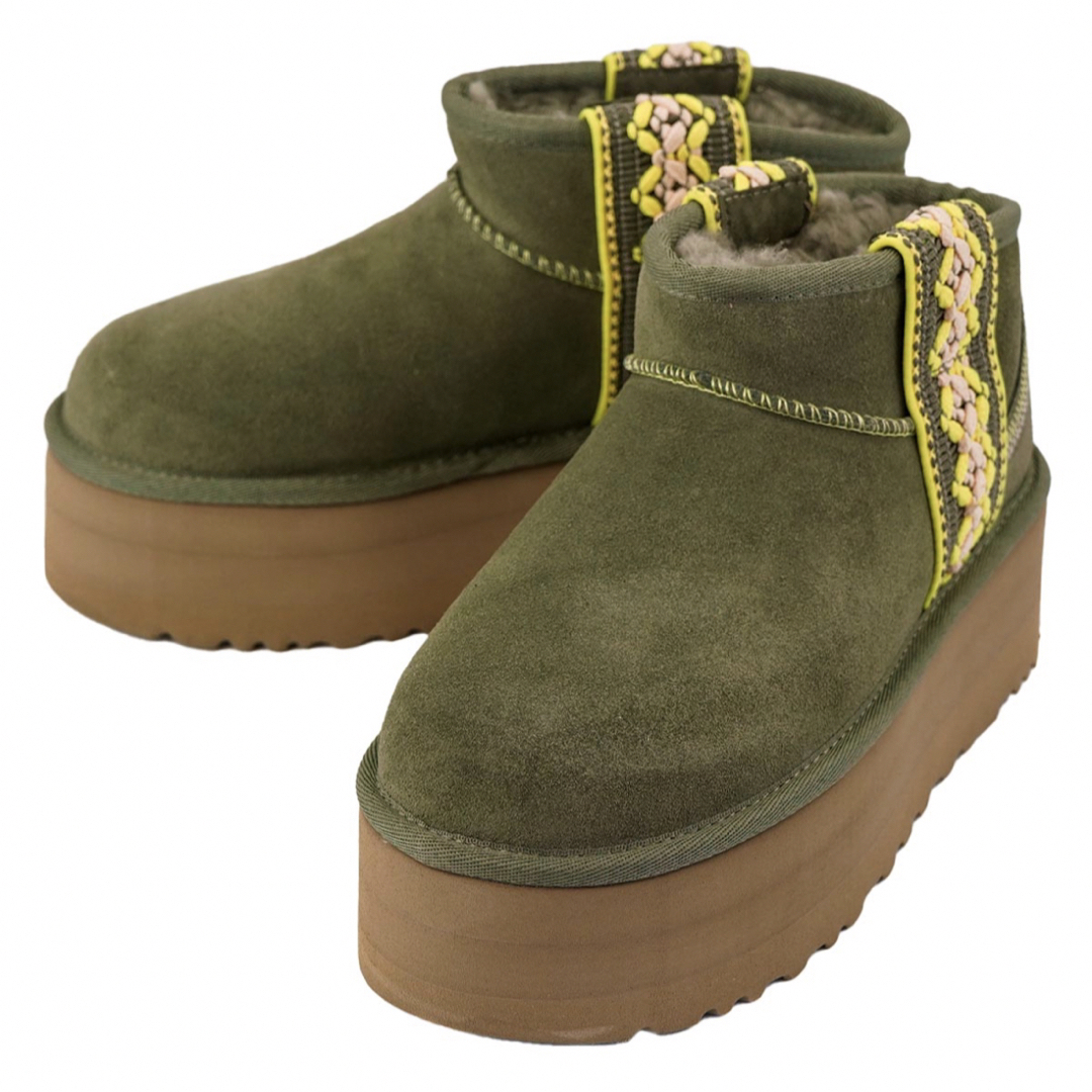 ugg 厚底 クラッシックミニ ウルトラミニ ムートン ブーツ カーキ 緑