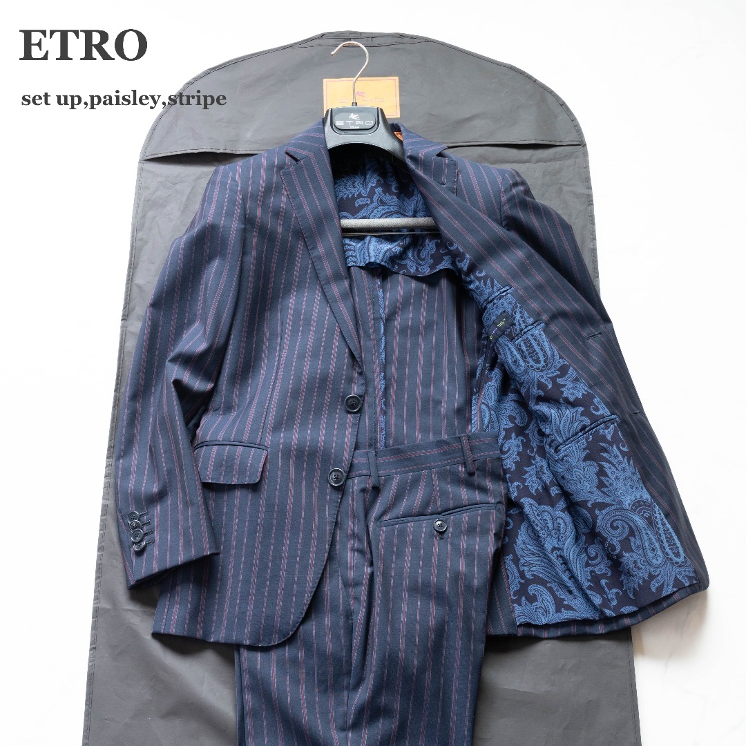 【ETRO】エトロ　セットアップ　ストライプ　ペイズリー　シルク　付属品付き