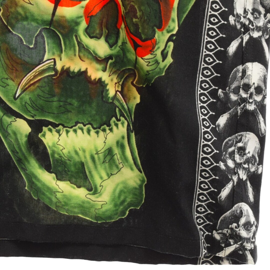 WACKO MARIA ワコマリア 22SS×56 TATTOO STUDIO フロントポケット ハワイアン 半袖 スカルシャツ ブラック/グリーン 56TS-WM-HI06 ワコマリア wackomaria 龍 虎 スカル 白 長袖 シャツ Lサイズ