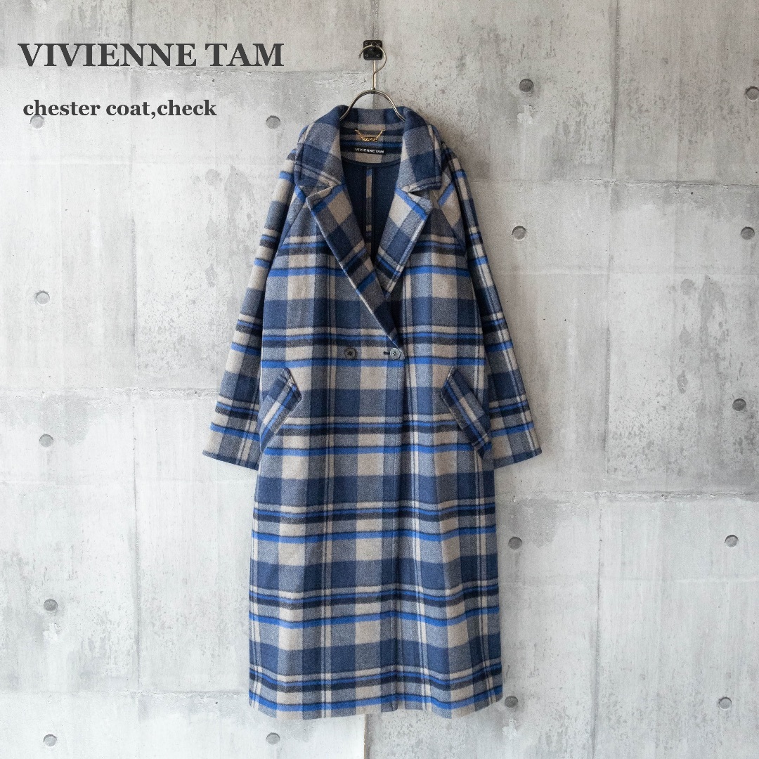 VIVIENNE TAM】チェスターコート チェック シルク混 総柄 M-