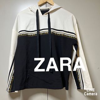 ザラ(ZARA)のZARA  ロゴライン薄手パーカー(パーカー)