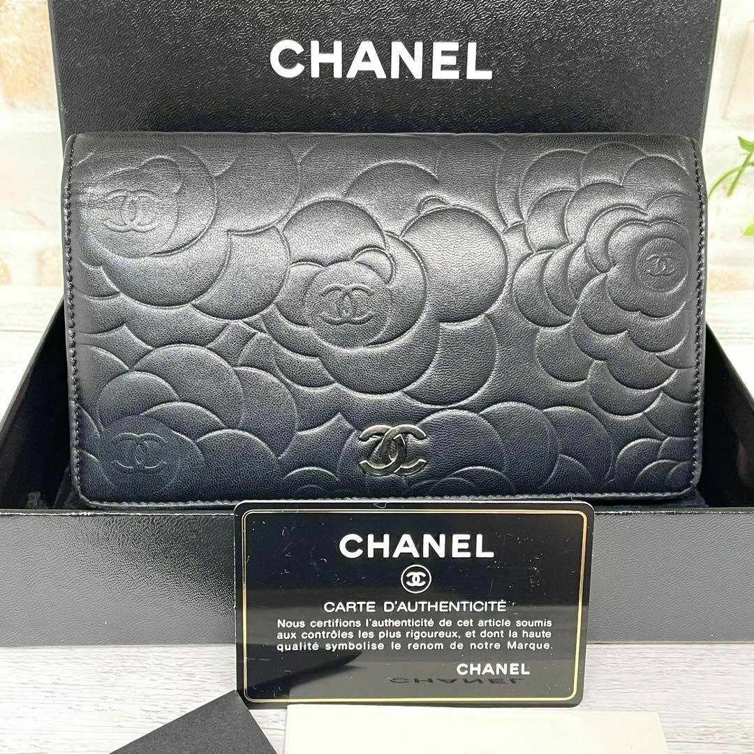 CHANEL  カメリア　財布　極美品