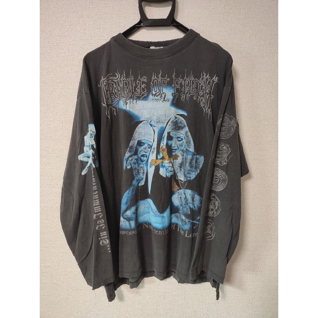 【値下げ不可】古着 90s cradle of filth ロンＴ ボロ メンズのトップス(Tシャツ/カットソー(七分/長袖))の商品写真