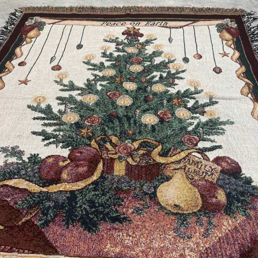 クリスマスツリー　世界平和 マルチ・ソファカバー　ビンテージラグ　160x136 3