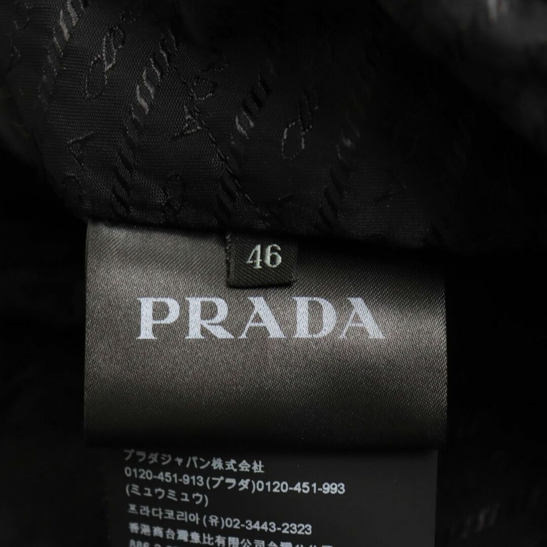 未使用品●2018年製 PRADA プラダ SGN802 ラムレザー使い 襟シープファー ダウンジャケット/ブルゾン ブラック 48 伊製 正規品 8